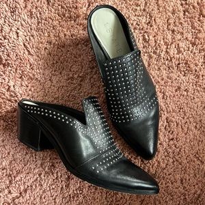 1. State Black Silver Stud Backless Chunk Heel Clog Mule Slide Slip On 10